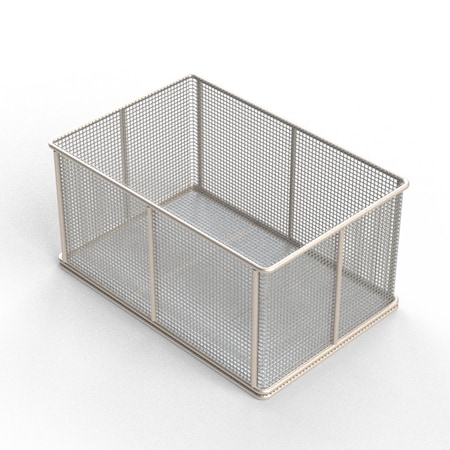 Anysizebasket Rectangular Wire Mesh Basket: 18Lx12Wx9H, 304 SS, 5/16 Rod Frame, No Handles, Mesh: 2 x .063 TMT-180120090-N02S